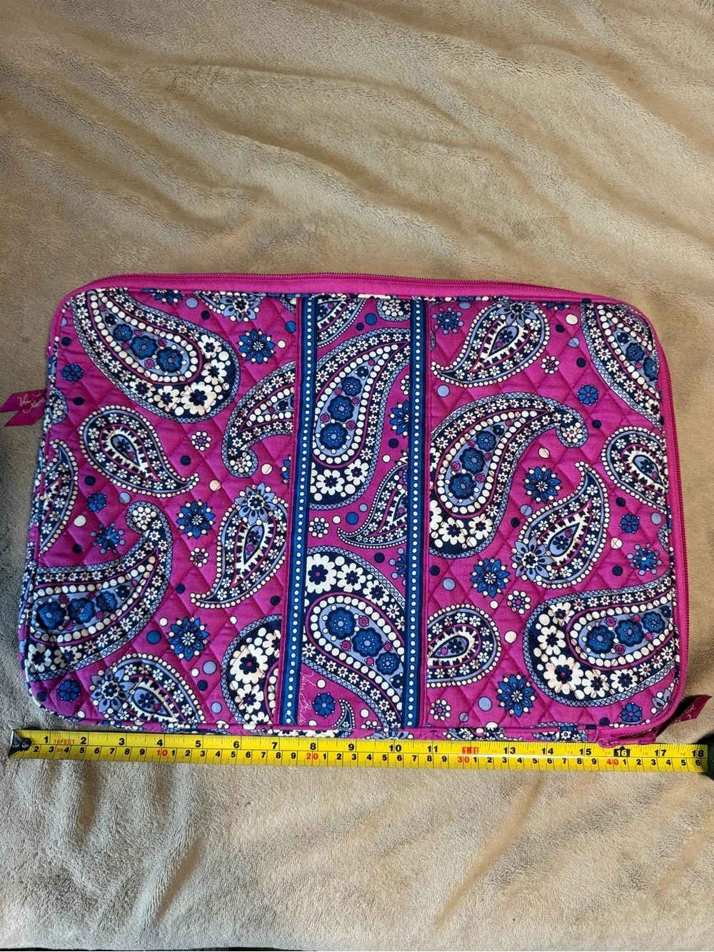 Vera Bradley Purple & Navy Paisley Quilted Laptop Sleeve